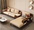 Cor da noz da mobília da casa de campo ISO9001 com estofamento L sofá da tela da forma